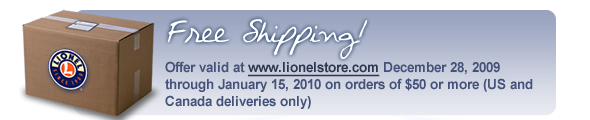 Free Shipping! Offer valid December 28, 2009 through January 15, 2010 on orders of $50 or more (US and Canada deliveries only)